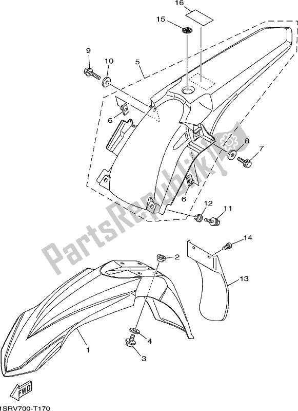 Tutte le parti per il Parafango del Yamaha YZ 125 2021