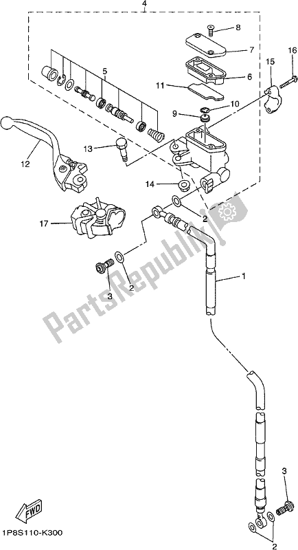 Alle onderdelen voor de Voorste Hoofdcilinder van de Yamaha YZ 125 2021