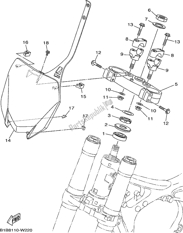 Todas as partes de Direção do Yamaha YZ 125 2021