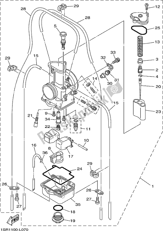 All parts for the Carburetor of the Yamaha YZ 125X 2020