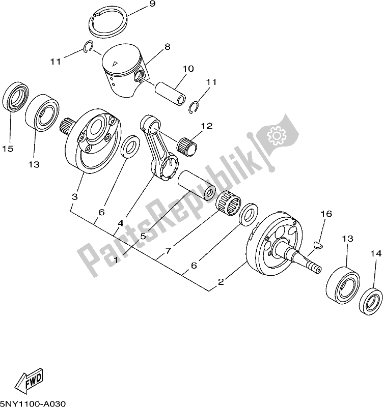 All parts for the Crankshaft & Piston of the Yamaha YZ 125X 2020