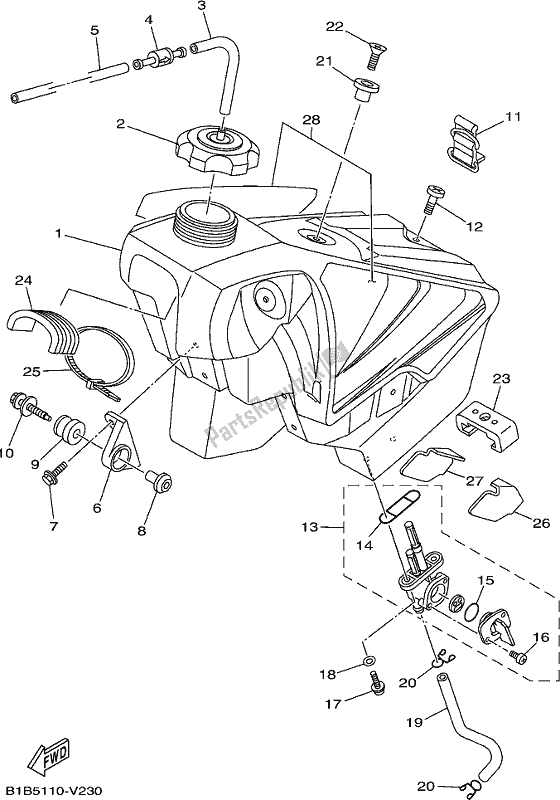 Alle onderdelen voor de Benzinetank van de Yamaha YZ 125X 2020