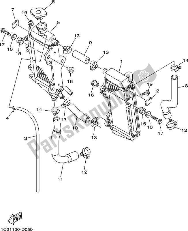 All parts for the Radiator & Hose of the Yamaha YZ 125X 2020