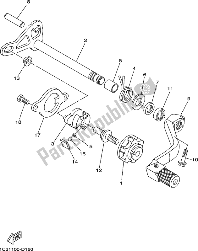 All parts for the Shift Shaft of the Yamaha YZ 125X 2020