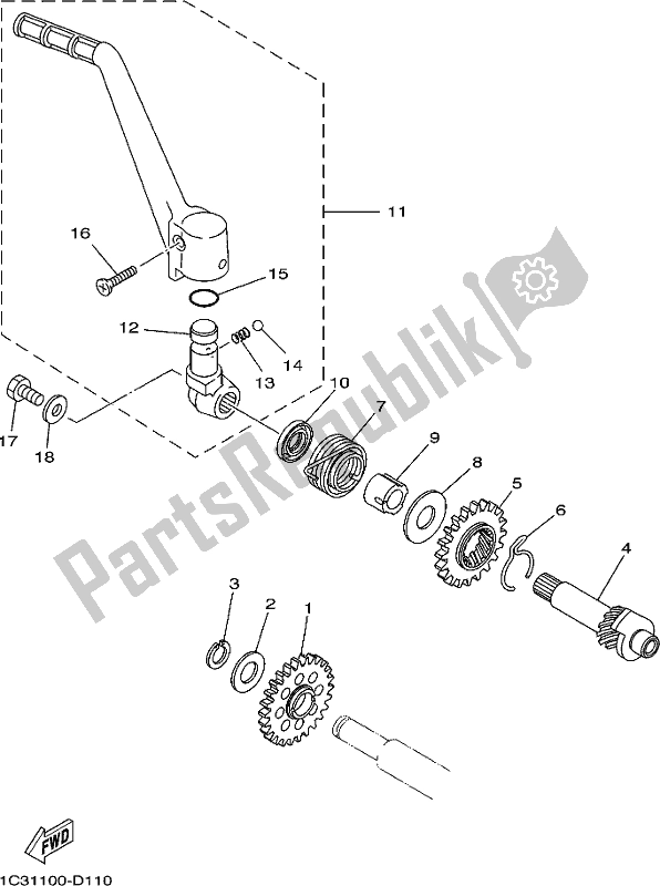 All parts for the Starter of the Yamaha YZ 125X 2020