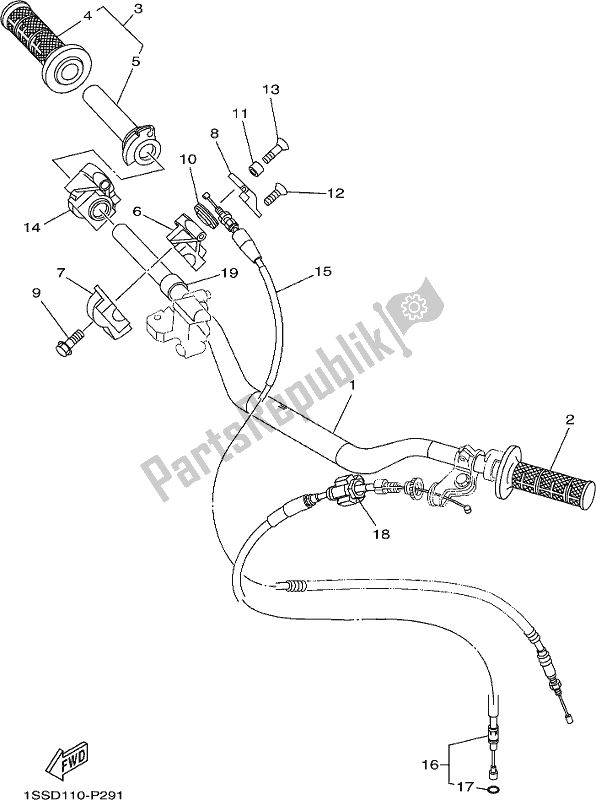 All parts for the Steering Handle & Cable of the Yamaha YZ 125X 2020