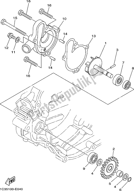 Alle onderdelen voor de Waterpomp van de Yamaha YZ 125X 2020