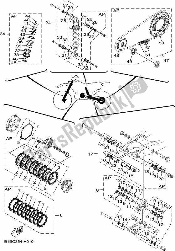 All parts for the Maintenance Parts Kit of the Yamaha YZ 125X 2021