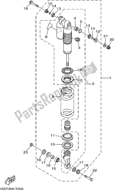 Todas as partes de Suspensão Traseira do Yamaha YZ 250 2018