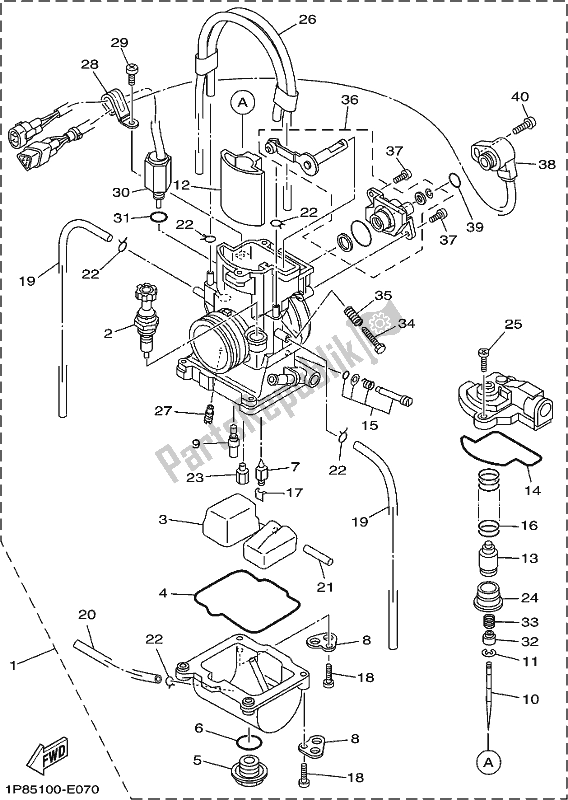 Alle onderdelen voor de Carburator van de Yamaha YZ 250 2019
