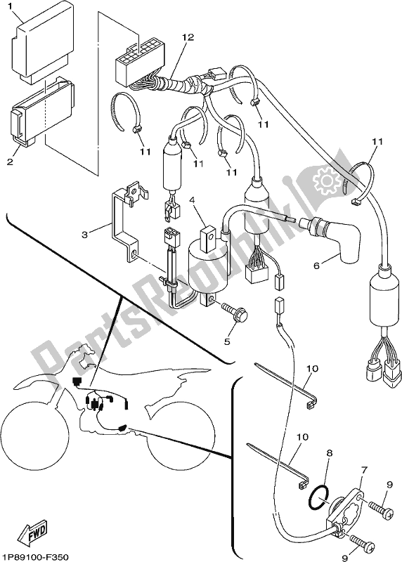 Wszystkie części do Elektryczny 1 Yamaha YZ 250 2019