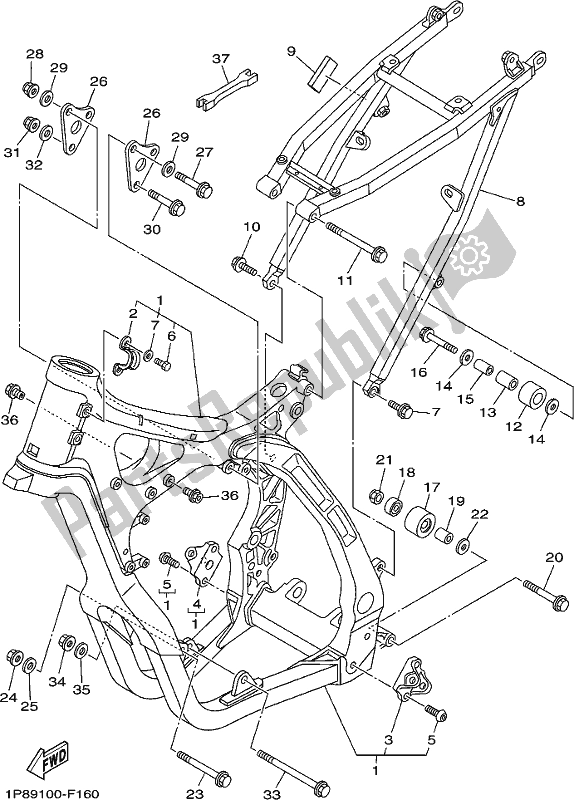 Tutte le parti per il Telaio del Yamaha YZ 250 2019