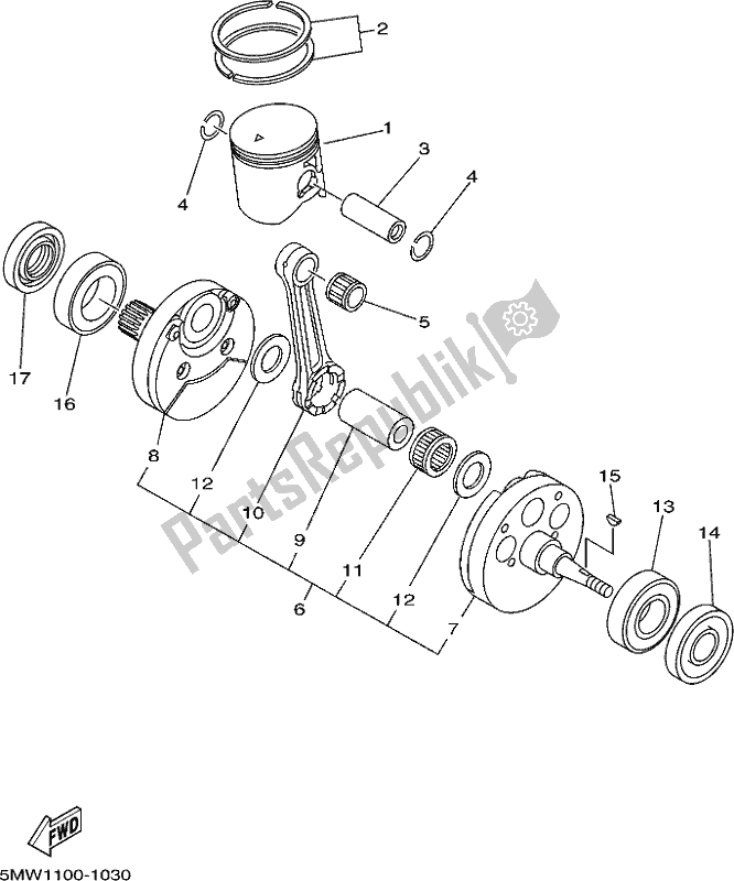 Toutes les pièces pour le Vilebrequin Et Piston du Yamaha YZ 250 2020