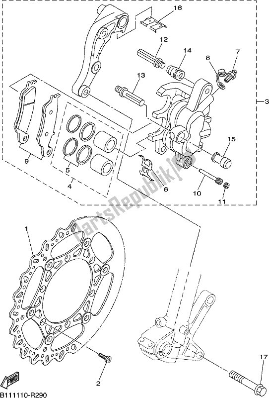 All parts for the Front Brake Caliper of the Yamaha YZ 250 2020