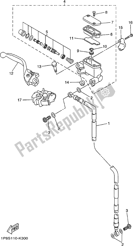 All parts for the Front Master Cylinder of the Yamaha YZ 250 2020