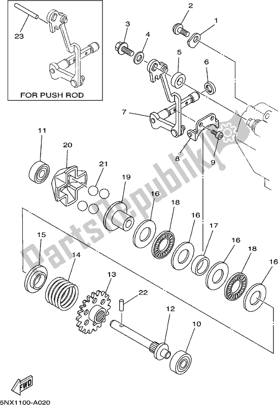 All parts for the Governor of the Yamaha YZ 250 2020