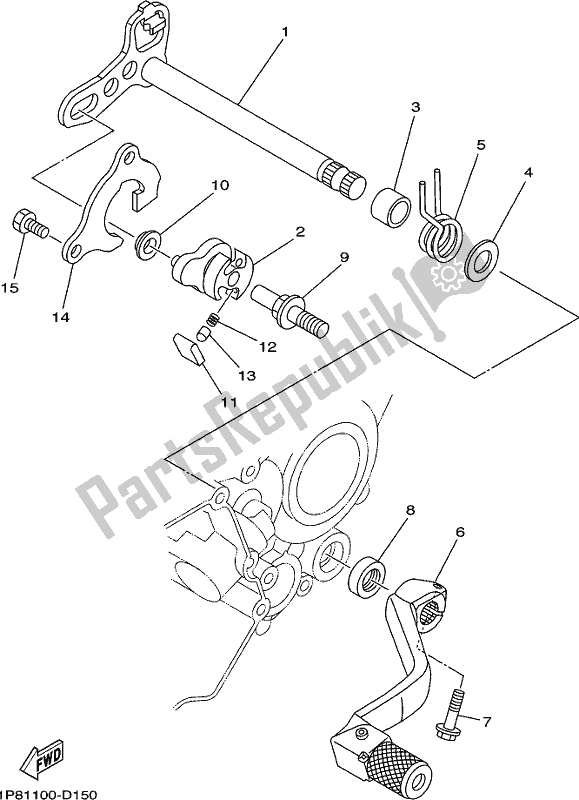 All parts for the Shift Shaft of the Yamaha YZ 250 2020