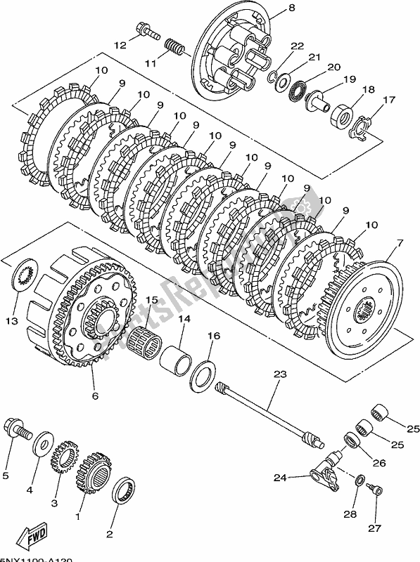 Todas as partes de Embreagem do Yamaha YZ 250 2021