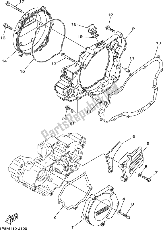 Toutes les pièces pour le Couvercle De Carter 1 du Yamaha YZ 250 2021