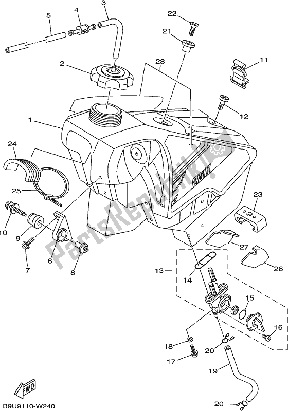 Todas las partes para Depósito De Combustible de Yamaha YZ 250 2021