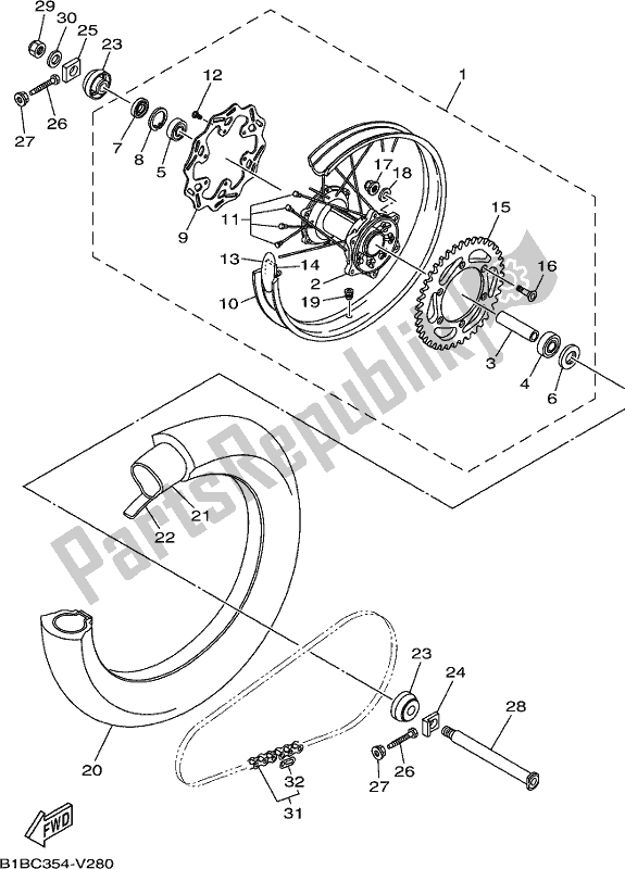 Todas las partes para Rueda Trasera de Yamaha YZ 250 2021