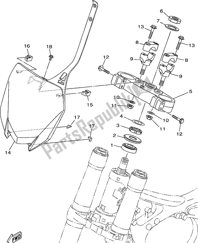 All parts for the Steering of the Yamaha YZ 250 2021