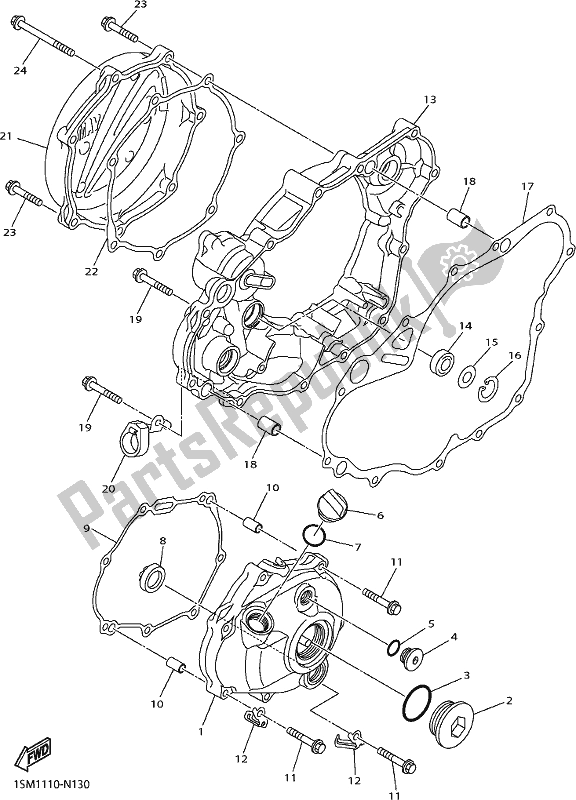 Alle onderdelen voor de Carterdeksel 1 van de Yamaha YZ 250F 2017