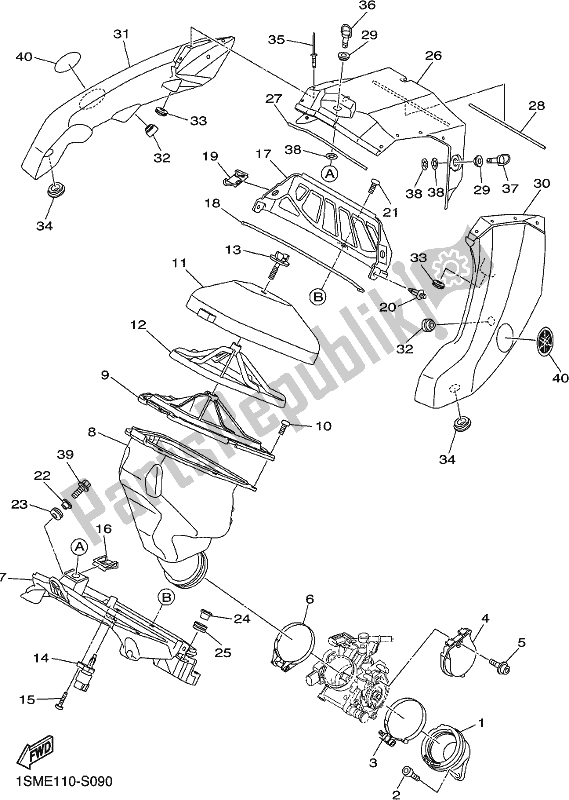 Alle onderdelen voor de Inname van de Yamaha YZ 250F 2017