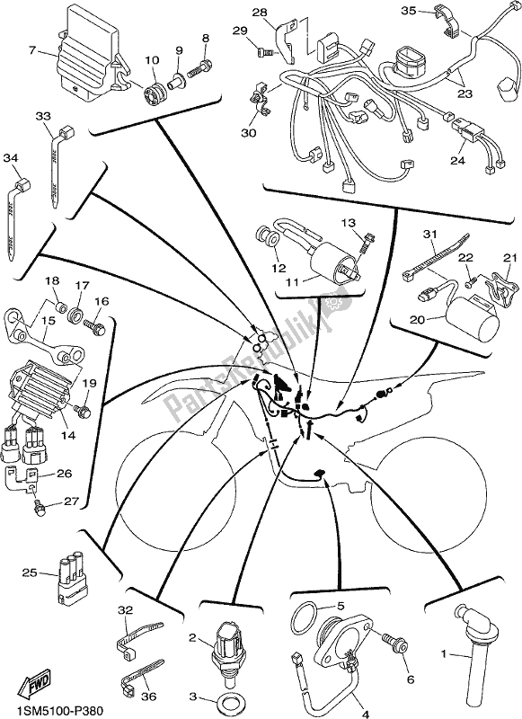 All parts for the Electrical 1 of the Yamaha YZ 250F 2018