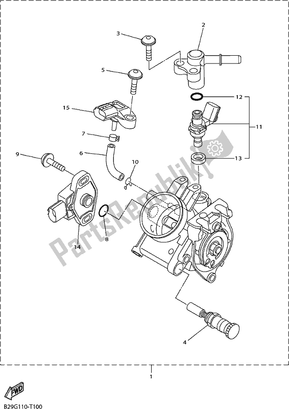 Alle onderdelen voor de Intake 2 van de Yamaha YZ 250F 2018