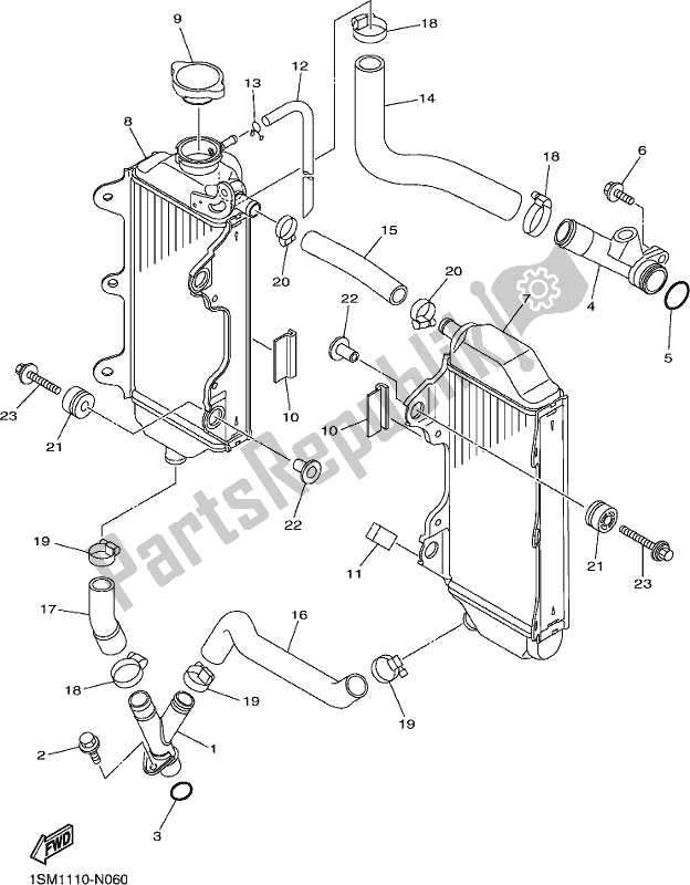 All parts for the Radiator & Hose of the Yamaha YZ 250F 2018