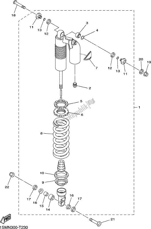 All parts for the Rear Suspension of the Yamaha YZ 250F 2018