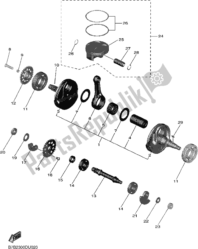 Todas las partes para Cigüeñal Y Pistón de Yamaha YZ 250F 2020