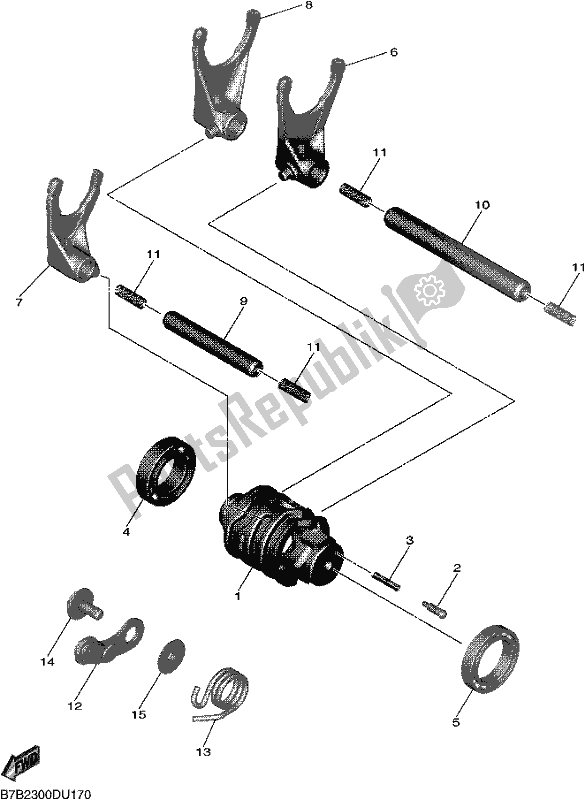 All parts for the Shift Cam & Fork of the Yamaha YZ 250F 2020