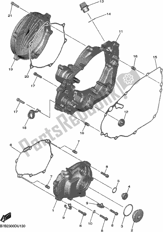 All parts for the Crankcase Cover 1 of the Yamaha YZ 250F 2021