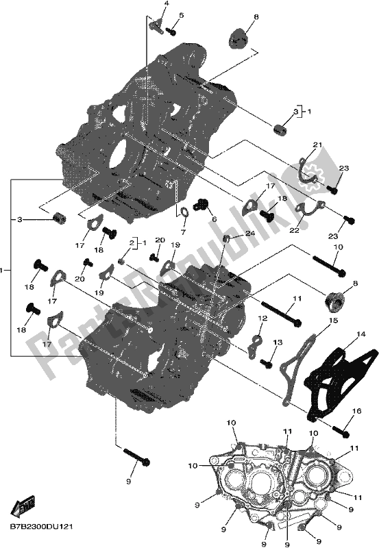 All parts for the Crankcase of the Yamaha YZ 250F 2021