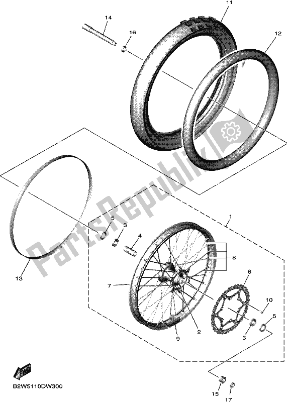 All parts for the Front Wheel of the Yamaha YZ 250F 2021