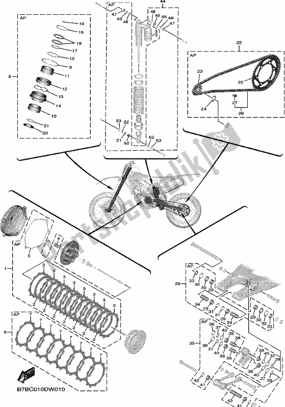 Tutte le parti per il Maintenance Parts Kit del Yamaha YZ 250F 2021