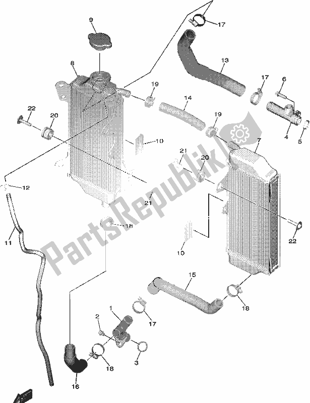 Todas las partes para Radiador Y Manguera de Yamaha YZ 250F 2021