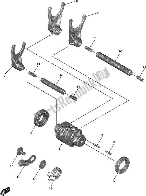 Todas las partes para Cambio De Leva Y Horquilla de Yamaha YZ 250F 2021