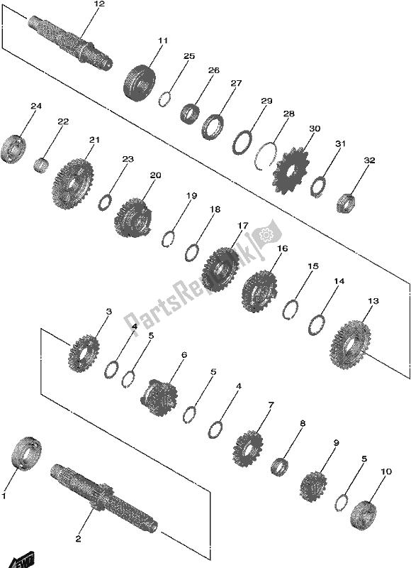 All parts for the Transmission of the Yamaha YZ 250F 2021