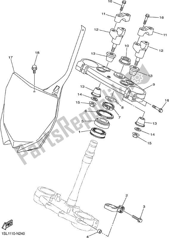 Toutes les pièces pour le Pilotage du Yamaha YZ 250 FX 2017