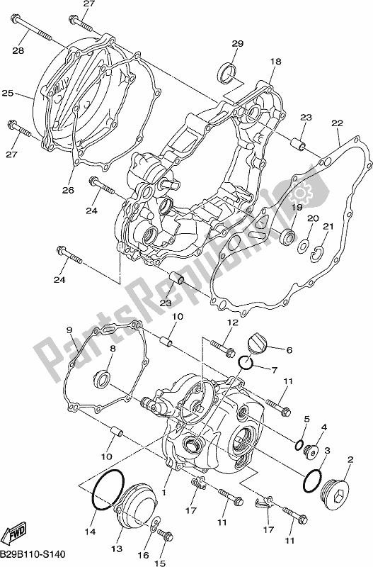 Wszystkie części do Pokrywa Skrzyni Korbowej 1 Yamaha YZ 250 FX 2018