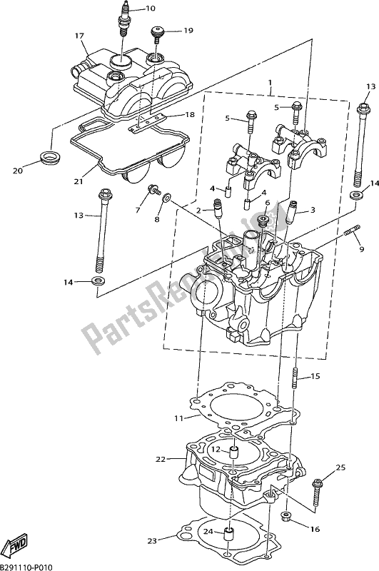 All parts for the Cylinder of the Yamaha YZ 250 FX 2018