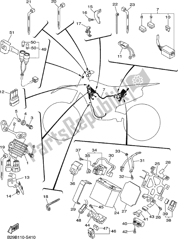 All parts for the Electrical 2 of the Yamaha YZ 250 FX 2018