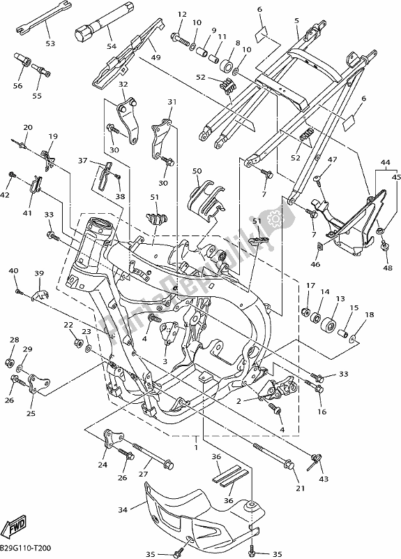 All parts for the Frame of the Yamaha YZ 250 FX 2018