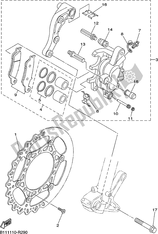 All parts for the Front Brake Caliper of the Yamaha YZ 250 FX 2018