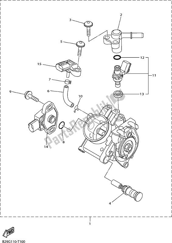 All parts for the Intake 2 of the Yamaha YZ 250 FX 2018