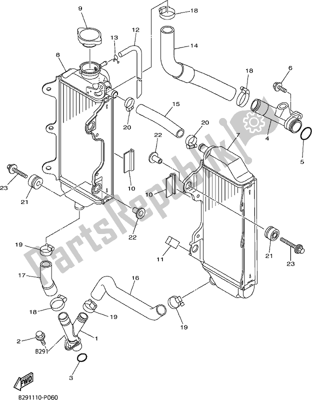 All parts for the Radiator & Hose of the Yamaha YZ 250 FX 2018