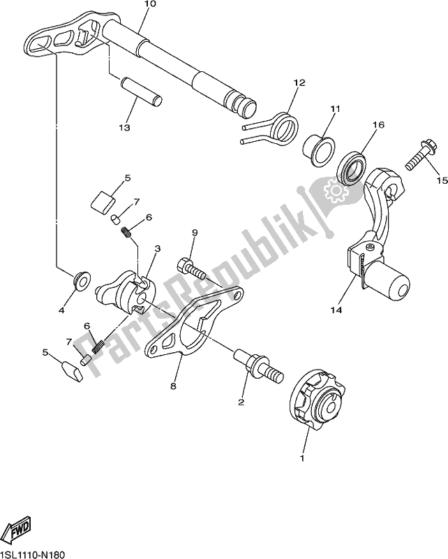 All parts for the Shift Shaft of the Yamaha YZ 250 FX 2018
